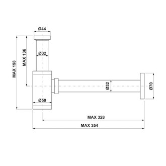 Umyvadlový sifon 5/4", odpad 32mm, kulatý, zlato mat