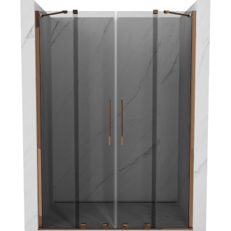 Posuvné sprchové dveře Mexen Velar Duo 140 cm, grafit, růžové zlato - 871-140-000-42-60