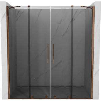 Posuvné sprchové dveře Mexen Velar Duo 200 cm, grafit, růžové zlato - 871-200-000-42-60
