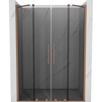 Posuvné sprchové dveře Mexen Velar Duo 150 cm, grafit, kartáčovaná měď - 871-150-000-42-65
