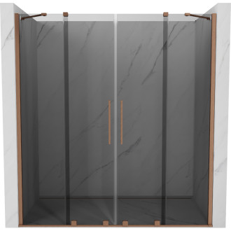 Posuvné sprchové dveře Mexen Velar Duo 180 cm, grafit, kartáčovaná měď - 871-180-000-42-65