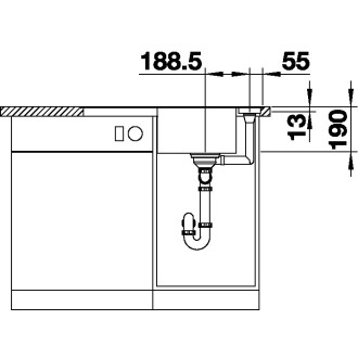Blanco AXIA III 45 S-F InFino silgranit jasmín dřez vpravo s excentrem přísluš. sklo