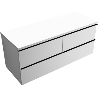 CERANO - Koupelnová skříňka pod umyvadlo s úchytkou/deskou pod umyvadlo Velora - 36 mm - bílá matná, černá úchytka - 119x49,8x45,2 cm