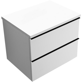 CERANO - Koupelnová skříňka pod umyvadlo s úchytkou/deskou pod umyvadlo Velora - 36 mm - bílá matná, černá úchytka - 59x49,8x46 cm