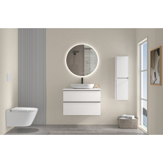 CERANO - Koupelnová skříňka pod umyvadlo s úchytkou/deskou pod umyvadlo Velora - 36 mm - bílá matná, černá úchytka - 79x49,8x46 cm