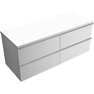 CERANO - Koupelnová skříňka pod umyvadlo s úchytkou/deskou pod umyvadlo Velora - 36 mm - bílá matná, chromová úchytka - 119x49,8x45,2 cm