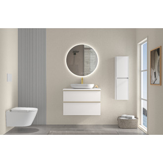 CERANO - Koupelnová skříňka pod umyvadlo s úchytkou/deskou pod umyvadlo Velora - 36 mm - bílá matná, zlatá úchytka - 59x49,8x46 cm