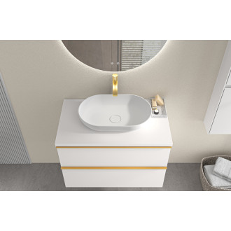 CERANO - Koupelnová skříňka pod umyvadlo s úchytkou/deskou pod umyvadlo Velora - 36 mm - bílá matná, zlatá úchytka - 59x49,8x46 cm