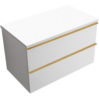 CERANO - Koupelnová skříňka pod umyvadlo s úchytkou/deskou pod umyvadlo Velora - 36 mm - bílá matná, zlatá úchytka - 79x49,8x46 cm