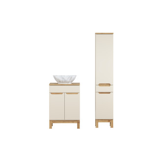 Zestaw meblowy 60cm z blatem, umywalką nablatową Pati i szafką wysoką