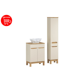 Zestaw meblowy 60cm z blatem, umywalką nablatową Pati i szafką wysoką