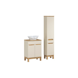 Zestaw meblowy 60cm z blatem, umywalką nablatową Pati i szafką wysoką