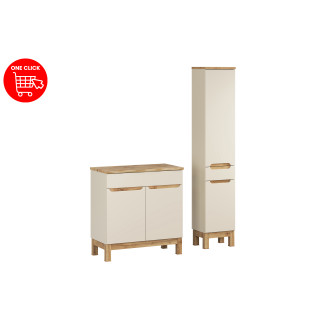 Comad SET-BAC B NAT WOTAN 80CM HC Koupelnová sestava 80 cm s deskou a vysokou skříňkou