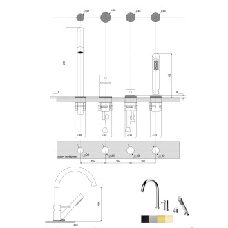 4 - otvorová vanová baterie ILLUSION chrom s příslušenstvím