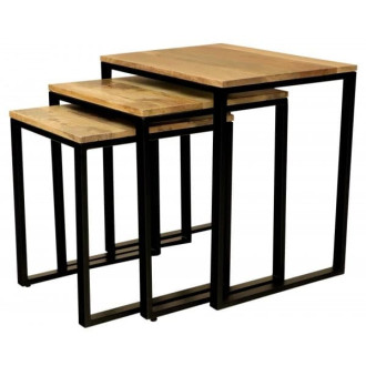 Odkládací stolky Gita sada 3 ks z masivu mango GITA-OST