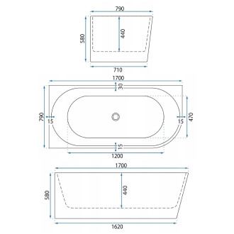 Rea Rohová akrylátová vana Bellanto Slim 170 Levá REA-W0131