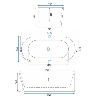 Rea Rohová akrylátová vana Bellanto Slim 170 Pravá REA-W0132