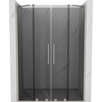 Posuvné sprchové dveře Mexen Velar Duo 140 cm, grafit, kartáčovaný nikl - 871-140-000-42-97