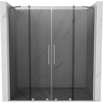 Posuvné sprchové dveře Mexen Velar Duo 170 cm, grafit, kartáčovaný nikl - 871-170-000-42-97