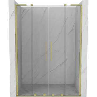 Posuvné sprchové dveře Mexen Velar L Duo 140 cm, průhledné, kartáčované zlato - 871-140-003-02-55