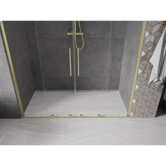 Posuvné sprchové dveře Mexen Velar L Duo 180 cm, průhledné, kartáčované zlato - 871-180-003-02-55