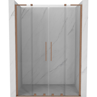 Posuvné sprchové dveře Mexen Velar L Duo 150 cm, průhledné, kartáčovaná měď - 871-150-003-02-65
