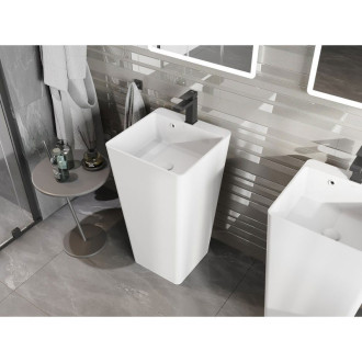 Volně stojící umyvadlo Mexen Neva z konglomerátu 45 x 45 cm, matně bílá - 26614500