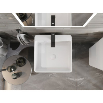 Volně stojící umyvadlo Mexen Neva z konglomerátu 45 x 45 cm, matně bílá - 26614500