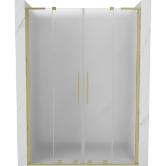 Posuvné sprchové dveře Mexen Velar L Duo 140 cm, matné, kartáčované zlato - 871-140-003-32-55