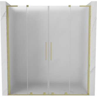 Posuvné sprchové dveře Mexen Velar L Duo 200 cm, matné, kartáčované zlato - 871-200-003-32-55