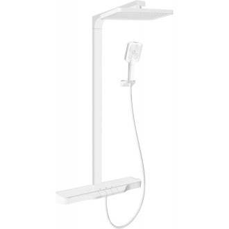 Sprchová souprava Mexen Zoom k montáži na povrch s dešťovou sprchovou hlavicí a baterií, bílá - 78101-20