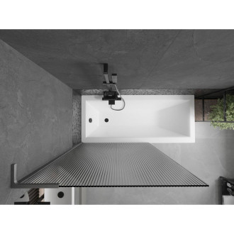 Vanová zástěna Mexen Next L s jedním křídlem 100 x 150 cm, pruhy, kartáčovaná pistolově šedá - 895-100-000-03-09-66