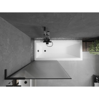 Vanová zástěna Mexen Next L s jedním křídlem 80 x 150 cm, pruhy, černá - 895-080-000-03-09-70