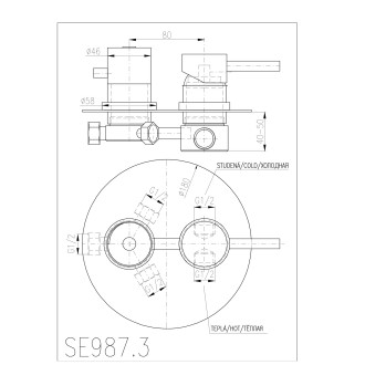 SEINA - Vanová/Sprchová baterie podomítková 3-cestná s tělesem, Zlatá růžová - kartáčovaná SE987.3ZRK, RAV Slezák