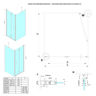 LORO obdélníkový sprchový kout 1000x800mm