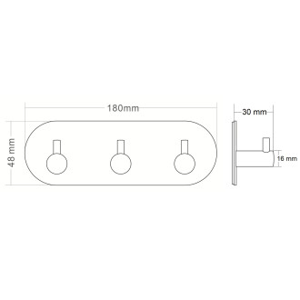 Samolepící trojháček, kulatý, černá mat UBC-32203B