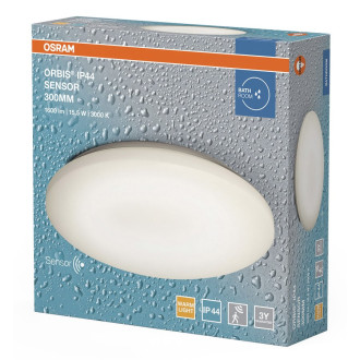 ORBIS koupelnové stropní svítidlo, ø 300mm, senzor, OSRAM, 1600lm, 15,5W, IP44
