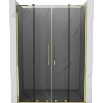 Posuvné sprchové dveře Mexen Velar L Duo 150 cm, grafit, zlato - 871-150-003-42-50