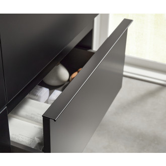 CERANO - Koupelnová skříňka pod umyvadlo s úchytkou/deskou pod umyvadlo Velora - 36 mm - černá matná, černá úchytka - 119x49,8x45,2 cm