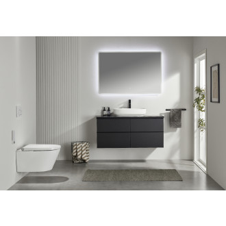 CERANO - Koupelnová skříňka pod umyvadlo s úchytkou/deskou pod umyvadlo Velora - 36 mm - černá matná, černá úchytka - 138x49,8x45,2 cm