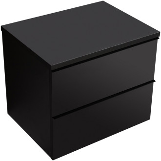 CERANO - Koupelnová skříňka pod umyvadlo s úchytkou/deskou pod umyvadlo Velora - 36 mm - černá matná, černá úchytka - 69x53x46 cm