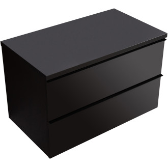 CERANO - Koupelnová skříňka pod umyvadlo s úchytkou/deskou pod umyvadlo Velora - 36 mm - černá matná, černá úchytka - 99x49,8x46 cm