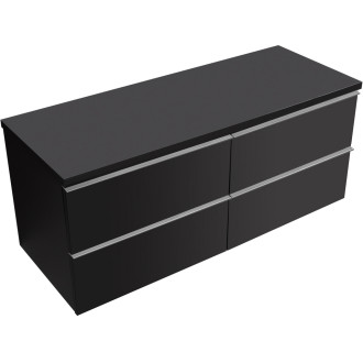 CERANO - Koupelnová skříňka pod umyvadlo s úchytkou/deskou pod umyvadlo Velora - 36 mm - černá matná, chromová úchytka - 158x53x45,2 cm