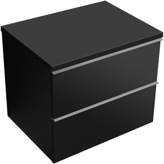 CERANO - Koupelnová skříňka pod umyvadlo s úchytkou/deskou pod umyvadlo Velora - 36 mm - černá matná, chromová úchytka - 69x53x46 cm