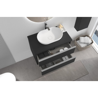 CERANO - Koupelnová skříňka pod umyvadlo s úchytkou/deskou pod umyvadlo Velora - 36 mm - černá matná, chromová úchytka - 99x49,8x46 cm