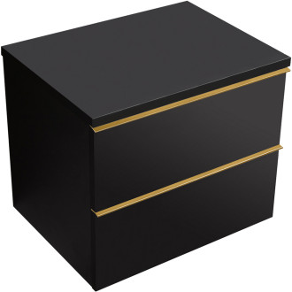 CERANO - Koupelnová skříňka pod umyvadlo s úchytkou/deskou pod umyvadlo Velora - 36 mm - černá matná, zlatá úchytka - 59x49,8x46 cm