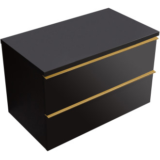CERANO - Koupelnová skříňka pod umyvadlo s úchytkou/deskou pod umyvadlo Velora - 36 mm - černá matná, zlatá úchytka - 79x49,8x46 cm
