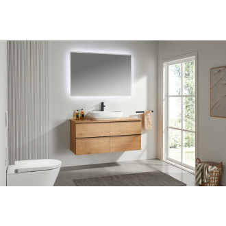 CERANO - Koupelnová skříňka pod umyvadlo s úchytkou/deskou pod umyvadlo Velora - 36 mm - dub medový, černá úchytka - 119x49,8x45,2 cm