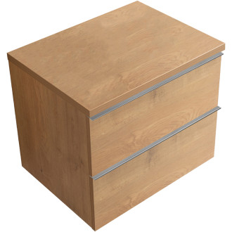 CERANO - Koupelnová skříňka pod umyvadlo s úchytkou/deskou pod umyvadlo Velora - 36 mm - dub medový, chromová úchytka - 59x49,8x46 cm