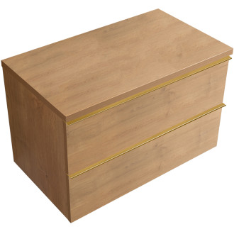 CERANO - Koupelnová skříňka pod umyvadlo s úchytkou/deskou pod umyvadlo Velora - 36 mm - dub medový, zlatá úchytka - 79x49,8x46 cm